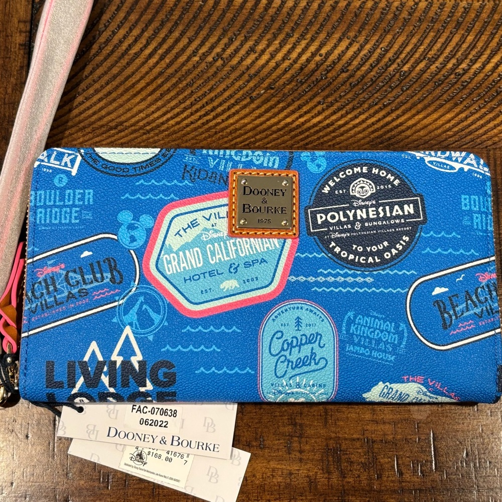 Dooney & Bourke Blue Disney Vacation Club Zip PVC Leather
Wristlet Wallet